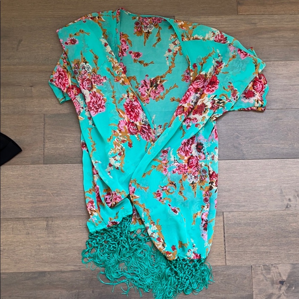 *3 for $20* Teal and floral swimsuit cover-up